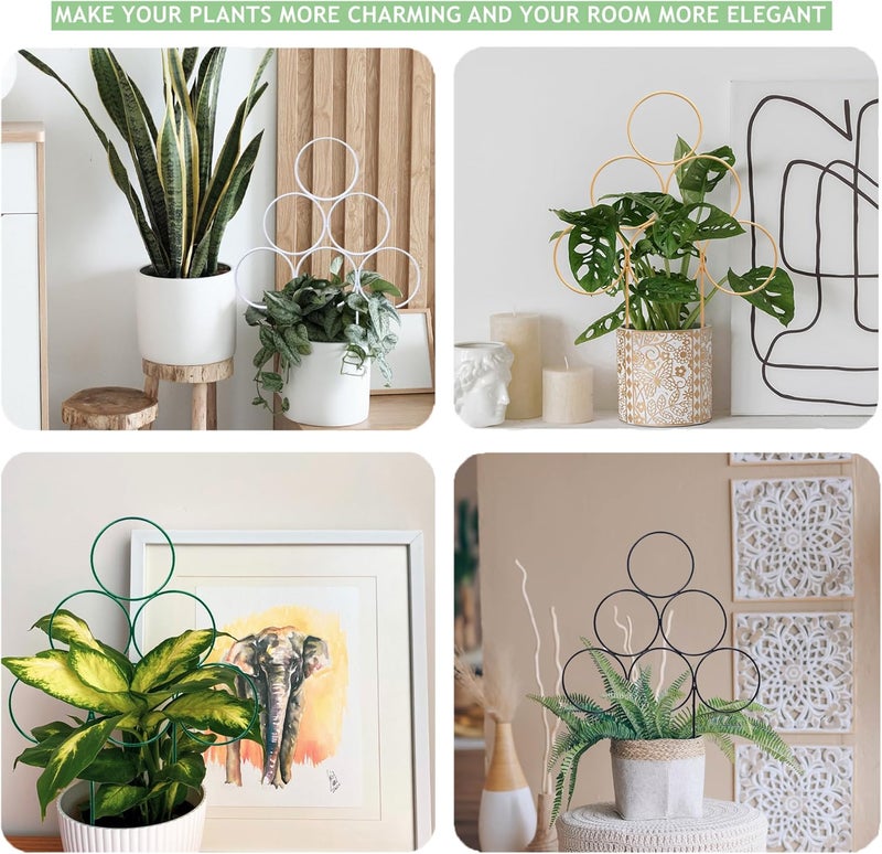 LONCHDAN Trellis for Climbing Plants Indoor 15.7 Inch, Small Plant Trellis for Potted Plants, 3 Pack Stackable Circle Garden Houseplant Trellis for Vines - Image 4